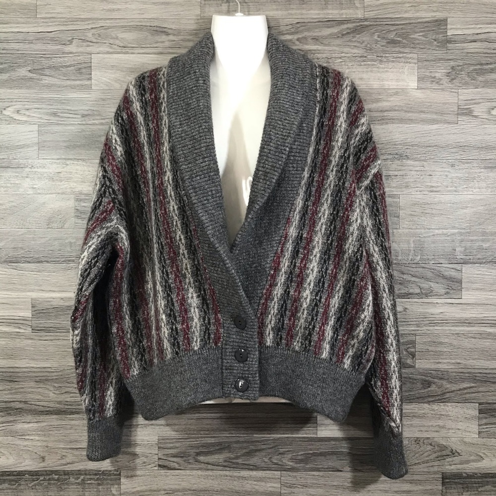 Jaeger Gray Mohair Blend Cardigan